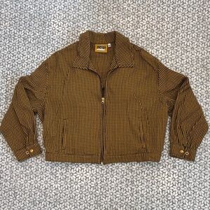 Women's/Unisex Big Bud Press Ricky Zip Jacket, Yellow/Black Houndstooth, Size XL